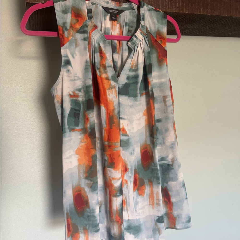Women's Sleeveless Top in Orange and Green